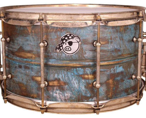 Pork Pie USA Custom Snare: 8x14 Aged Patina Brass Specialty Snare