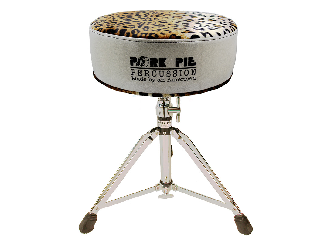 Pork Pie Throne: Round Silver Sparkle/Leopard Top