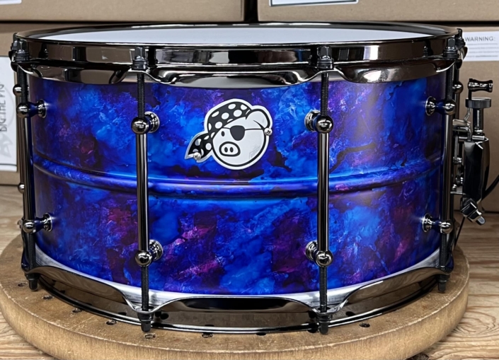 Purple Alcohol Ink Aluminum Snare Drum with Black Nickel Hardware