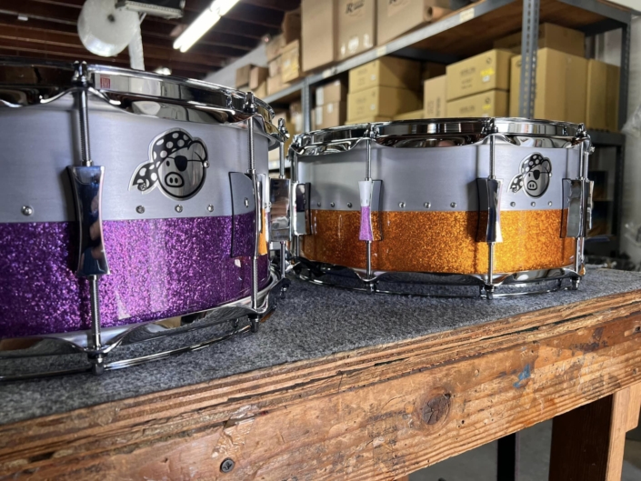 Hybrid Aluminum Snare Drum's in Purple & Gold Sparkle