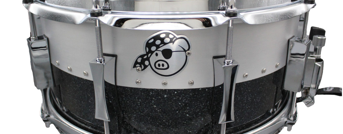 Pork Pie USA Custom Snare: 6.5x14 Hybrid Maple Aluminum Black Glass