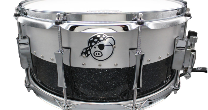 Pork Pie USA Custom Snare: 6.5x14 Hybrid Maple Aluminum Black Glass