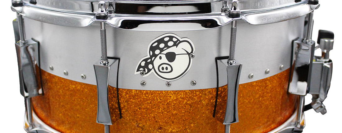 Pork Pie USA Custom Snare: 6.5x14 Hybrid Maple & Aluminum Gold Sparkle