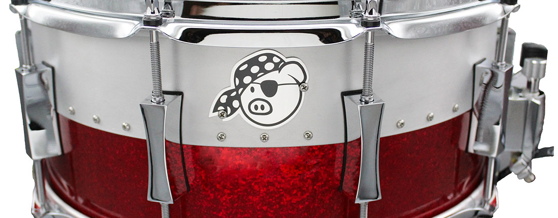 Pork Pie USA Custom Snare: 6.5x14 Hybrid Maple & Aluminum Red Sparkle